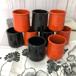 (9) La Fermière Yogurt Pots HTF Orange and Black